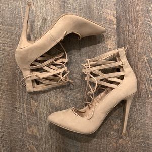 Tan Lace Up Heels